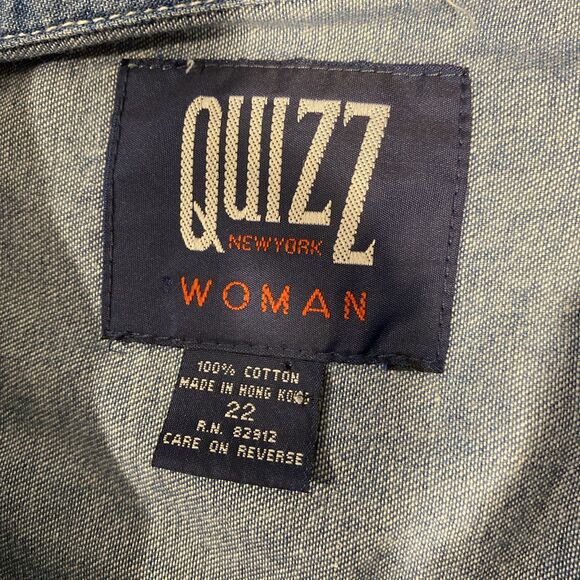 Vintage Quizz New York Denim Shirt 22 Patriotic Embroider Hearts Short Sleeve‎ - Picture 5 of 5